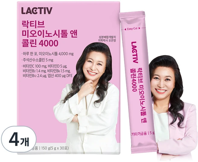 락티브 미오이노시톨 앤 콜린 4000 30p, 150g, 4개 - 쿠팡