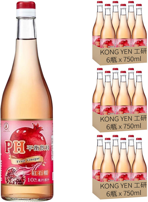 KONG YEN 工研 PH平衡 紅石榴飲料, 750ml, 18瓶