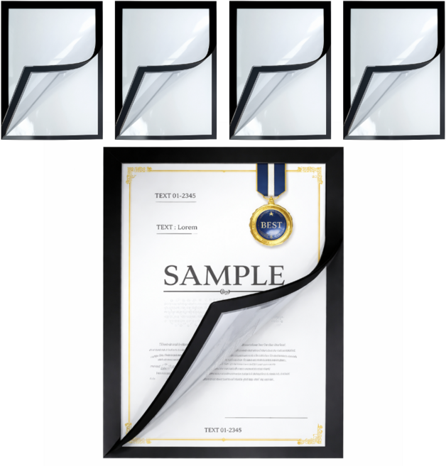 콕템 무타공 접착식 자석 게시판 액자 A4, 5개, 블랙