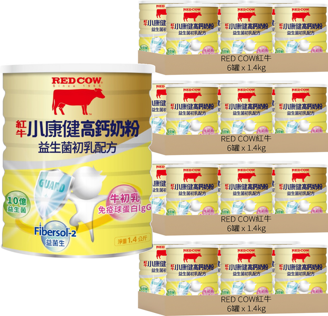 RED COW 紅牛 小康健高鈣奶粉 益生菌初乳配方, 1.4kg, 24罐