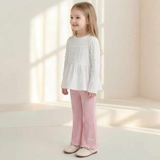 헤이미니 미니리본 골지 부츠컷 레깅스