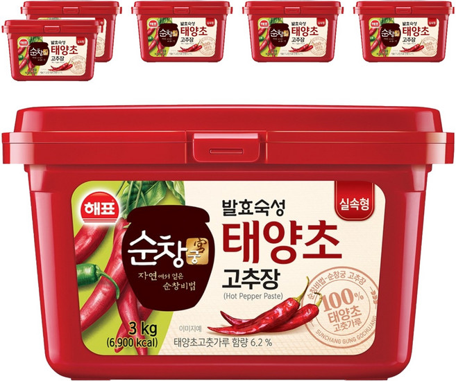 사조 해표 순창궁 태양초 고추장, 3kg, 6개