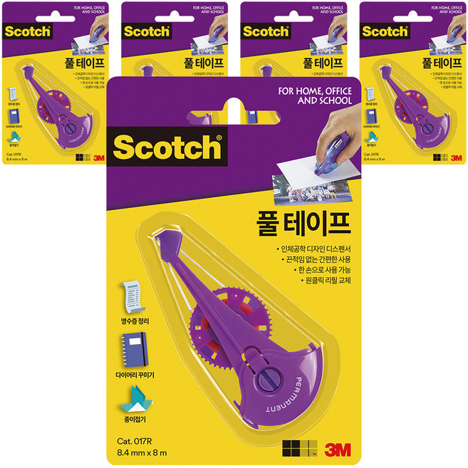스카치 풀테이프 리필 8.4mmx8m 017R, 투명, 5개