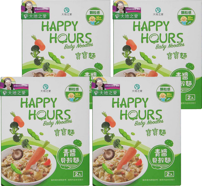 HAPPY HOURS 寶寶麵 青醬貝殼麵, 300g, 4盒