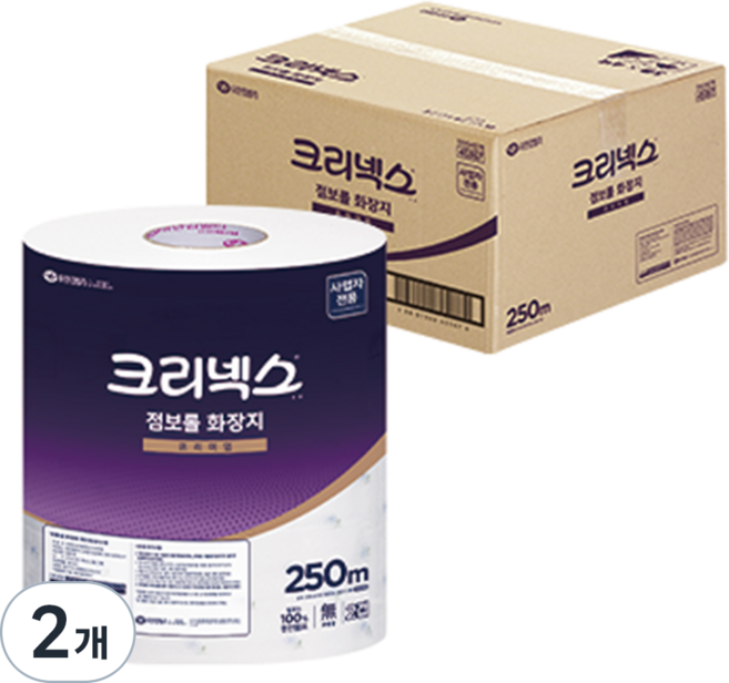 크리넥스 2겹 점보롤 화장지 프리미엄, 250m, 2개, 12롤