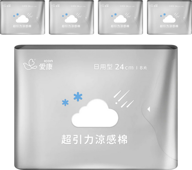 icon 愛康 超引力涼感衛生棉, 日用型(24cm), 8片, 5包