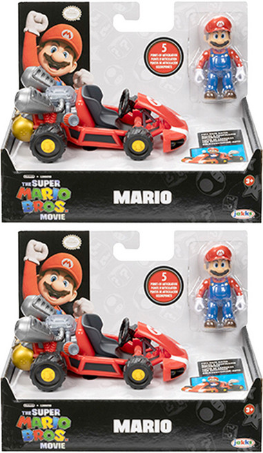 잭스퍼시픽 슈퍼마리오 영화 피규어와 카트 ASST 2.5인치 417214 랜덤발송, 2개