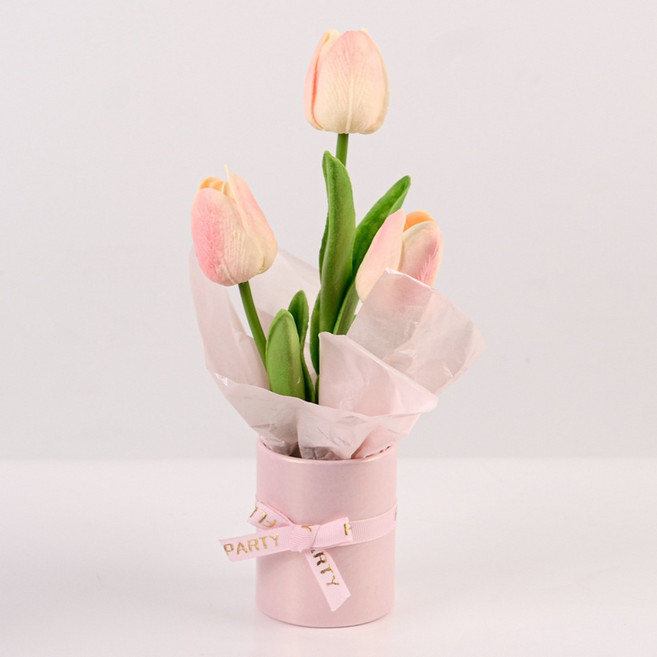 소유공간 조화 튤립 종이 화분 세트 S261-0102P, 핑크, 1세트