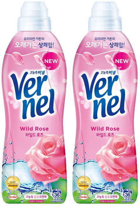 버넬 고농축 섬유유연제 와일드로즈 본품, 900ml, 1개입, 2개