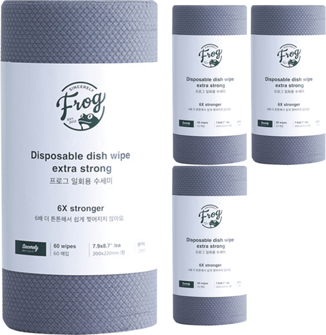 프로그 일회용 수세미 엑스트라 스트롱, 그레이, 60개입, 4개