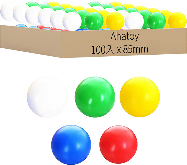 AHATOY 寶寶金剛球池球 100入, 1套, 藍色 + 紅色 + 黃色 + 綠色 + 白色