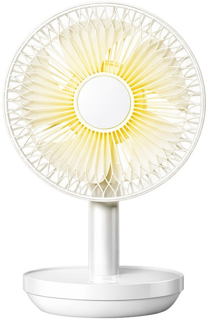 홈플래닛 LED 무드등 무선 탁상용 선풍기 사무실 캠핑용, 화이트, GXZ-F38A