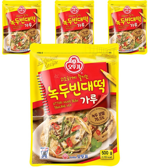 오뚜기 녹두 빈대떡 가루, 500g, 4개