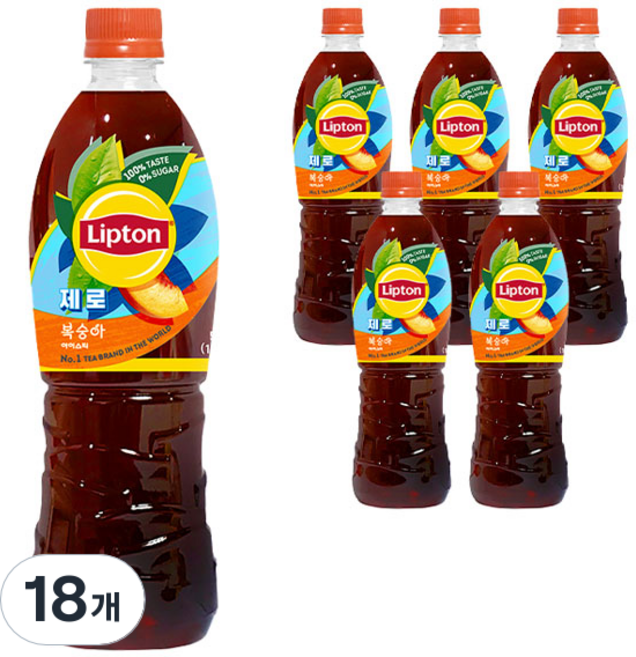 립톤 제로 복숭아 아이스티, 500ml, 18개