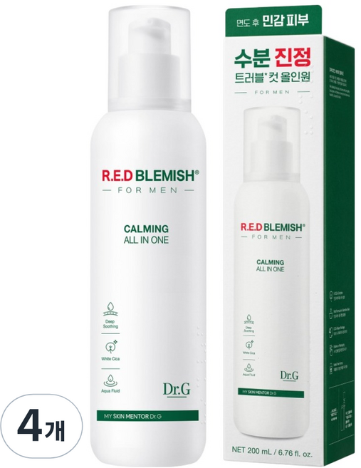닥터지 레드 블레미쉬 포 맨 진정 올인원, 200ml, 4개