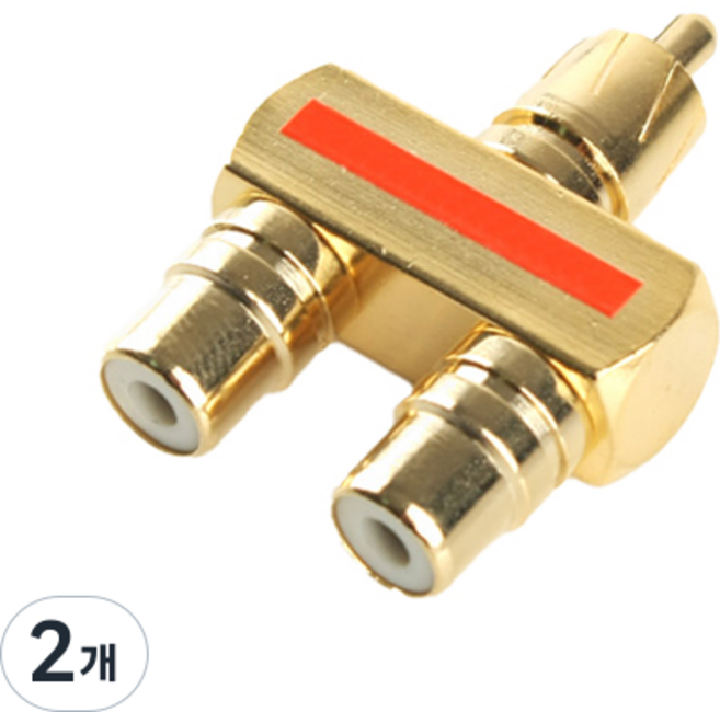 컴스 RCA M to 2RCA F Y형 젠더 골드메탈, IT644, 2개