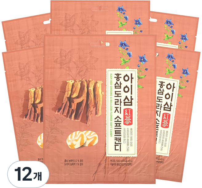 아이삼 홍삼도라지 소프트캔디, 12개, 100g