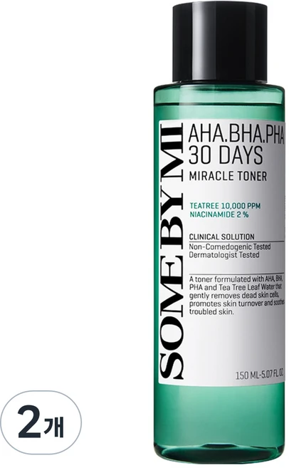 썸바이미 아하 바하 파하 30 데이즈 미라클 토너, 150ml, 2개 - 쿠팡