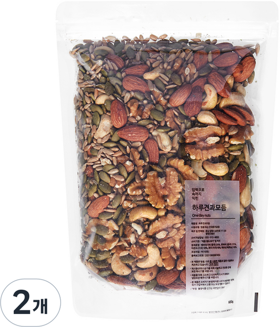 방앗간청년 압력으로 쪄서 볶은 하루견과모듬, 600g, 2개