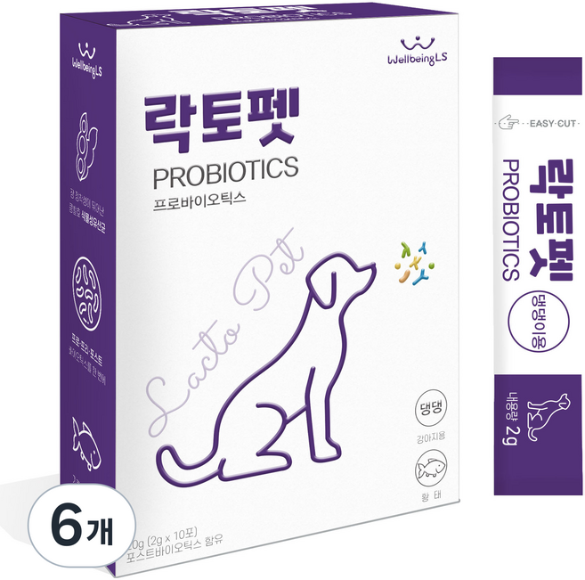 락토펫 강아지 영양제 스틱형, 20g, 장건강/유산균, 6개