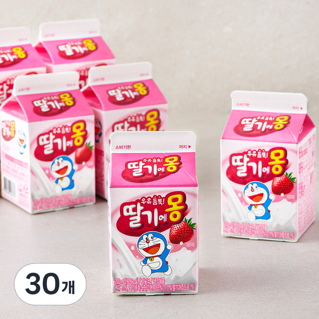 남양유업 우유 듬뿍 딸기에몽, 200ml, 30개