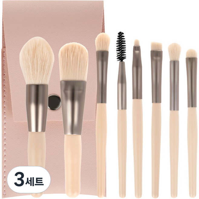 생활공식 8종 휴대용 메이크업 브러쉬, 3개, 혼합색상
