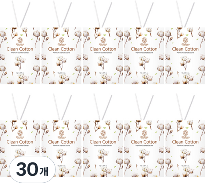 올레비엔 옷장 샤쉐 종이방향제 본품, 10g, 30개, 클린코튼
