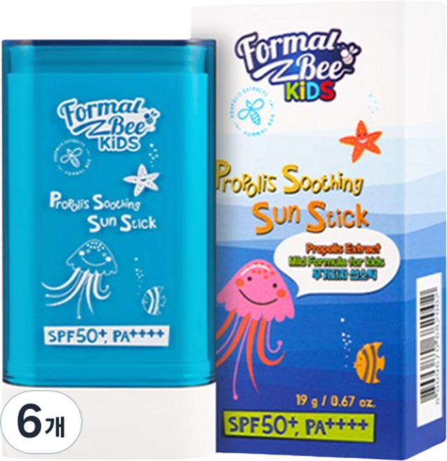 포멀비키즈 프로폴리스 수딩 선스틱 SPF50+ PA++++, 19g, 6개