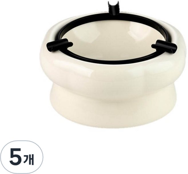 리몬 심플 도자기 재떨이, 화이트, 5개