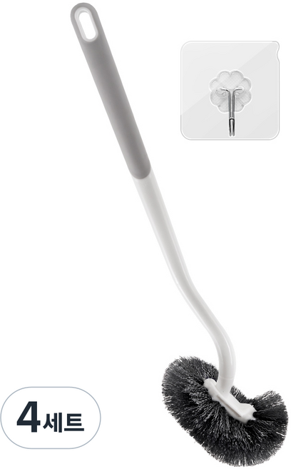 comet 簡約馬桶清潔刷 + 掛鉤支架組, 灰色, 4套