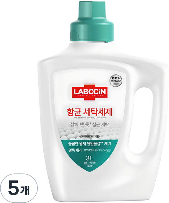 랩신 항균 솔잎향 액상세제 본품, 3L, 5개