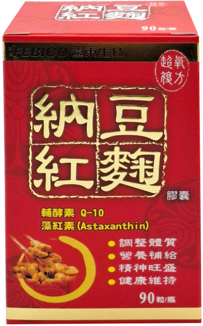 FEBICO 遠東生技 複方納豆紅麴膠囊, 500mg, 90顆, 1盒