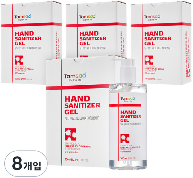 탐사 핸드 새니타이저 겔, 500ml, 8개