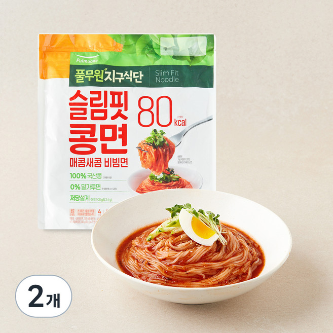 풀무원 지구식단 슬림핏 콩면 매콤새콤 비빔면 4인, 840g, 2개