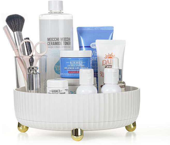 코멧 모던 회전형 화장품 정리함 소형, 화이트, 1개