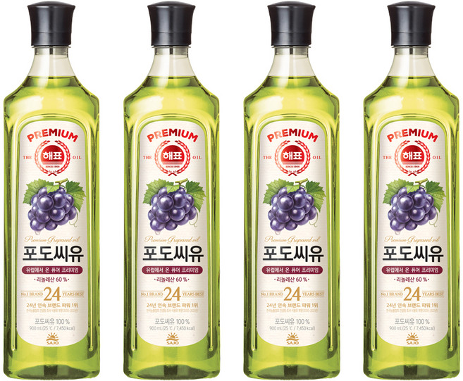 해표 포도씨유, 900ml, 4개