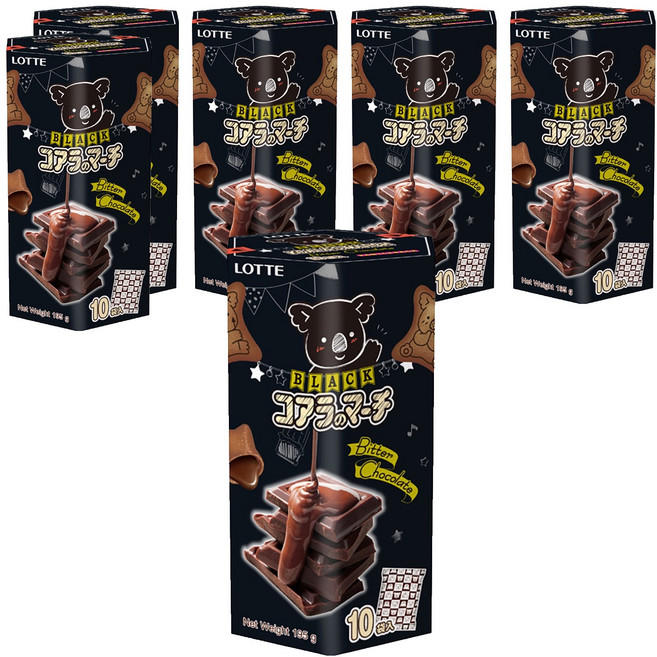 LOTTE 樂天 小熊餅 濃黑巧克力風味 口感濃郁 內餡可可含量增加25% 餅乾苦甜適中 低含糖量, 195g, 6盒