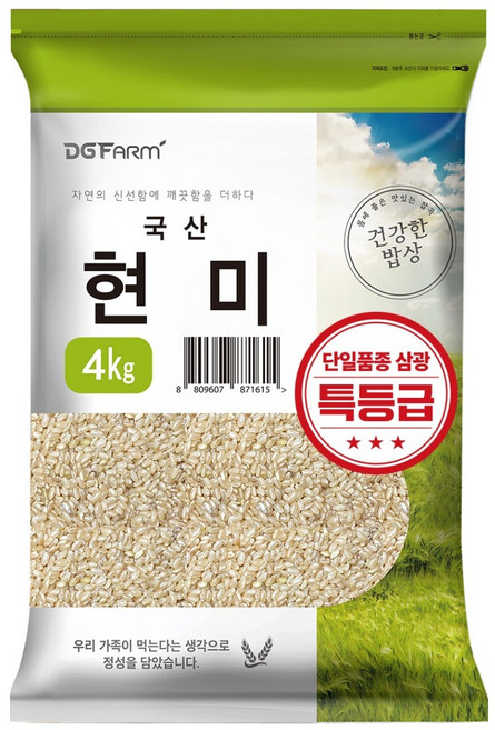대구농산 건강한밥상 국산 특등급 현미, 4kg, 1개