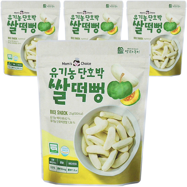맛있는풍경 유아용 유기농 단호박 쌀떡뻥, 단호박맛, 25g, 4개