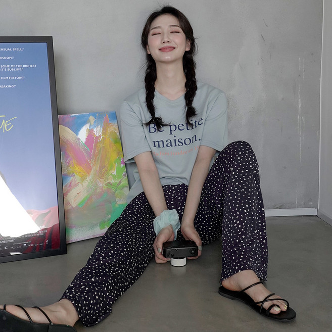 파란 여성용 냉감 썸머 불가리 쿨 팬츠 스톤