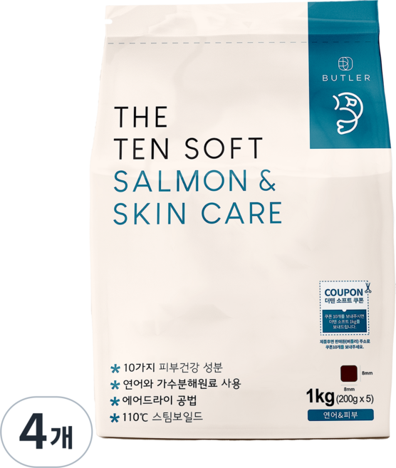 더텐소프트 강아지 기능성 사료, 피부/피모, 1kg, 4개