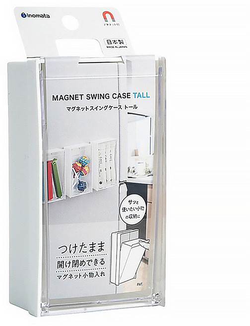 inomata 長方形磁吸斜取式收納盒, 白色, 1個