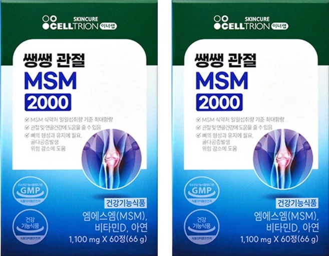 셀트리온 이너랩 쌩쌩관절 MSM 2000 66g, 60정, 2개 - 쿠팡