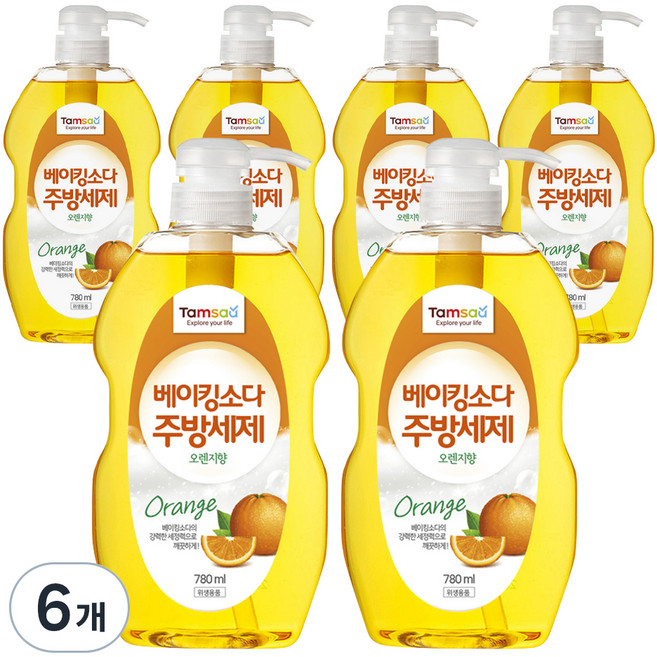 탐사 베이킹소다 주방세제 오렌지향, 780ml, 6개