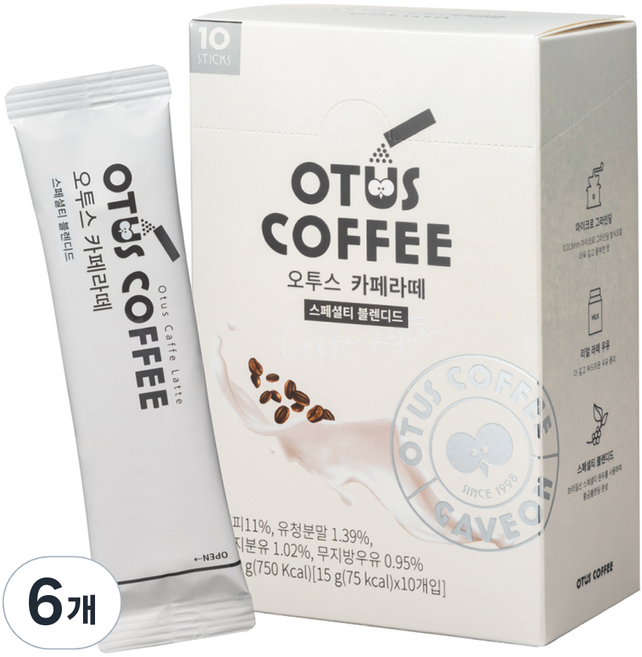 오투스커피 카페라떼, 15g, 6개, 10개입