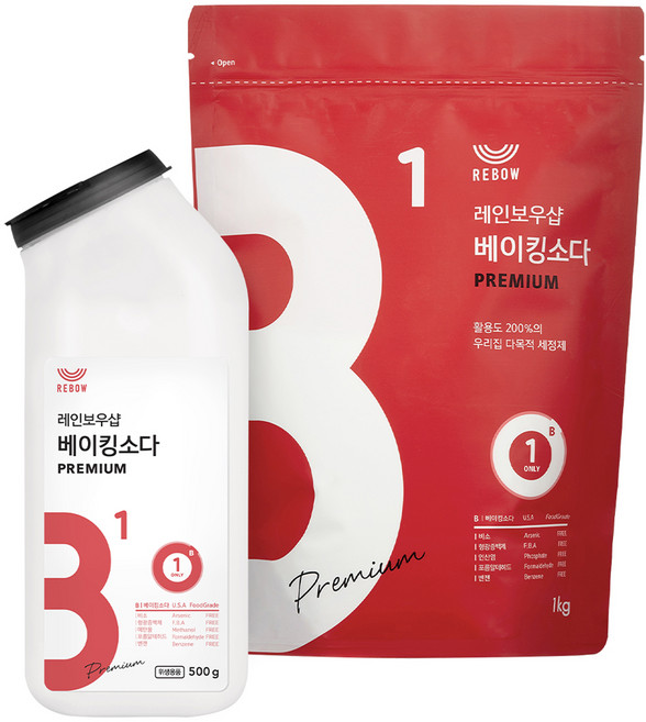 레인보우샵 베이킹소다 프리미엄 톡톡이 500g + 리필 1kg, 1세트