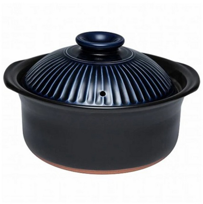 GINPO 銀峯 陶器 萬古燒菊花鍋 琉璃釉 9號 藍色 4人 2.7L, 31cm, 1個