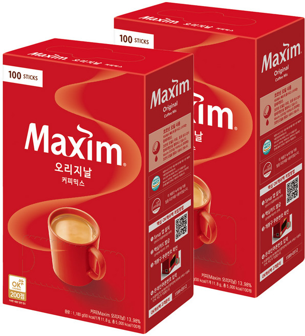 맥심 오리지날 커피믹스, 11.8g, 100개입, 2개