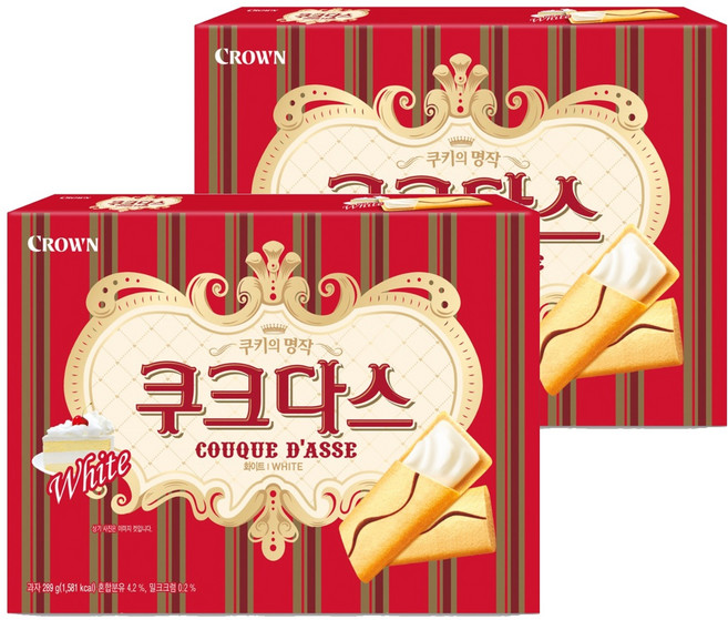 CROWN 皇冠 法式薄燒夾心餅乾 牛奶口味, 289g, 2盒