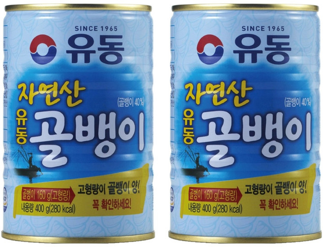 유동 자연산 골뱅이 통조림, 400g, 2개